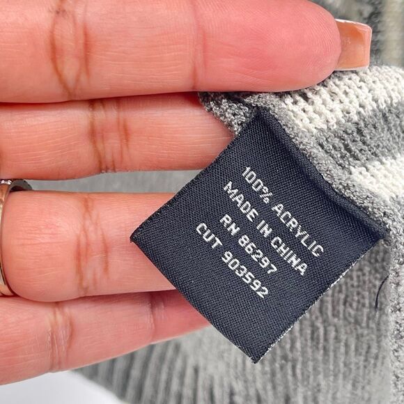 BCBGMaxazria Gray White Striped Sleeveless Open Front High Low Duster Cardigan - Picture 8 of 15